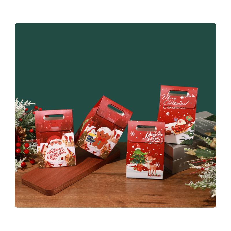 Weihnachtsgeschenktüten 13,5 X 8 X 20 Cm Mit Kordelzug, 4er-set, Tüten Zum Verpacken Von Weihnachtsleckereien, Geschenktüten Für Weihnachtsfeiern, Bonbontüten Mit Schleifen