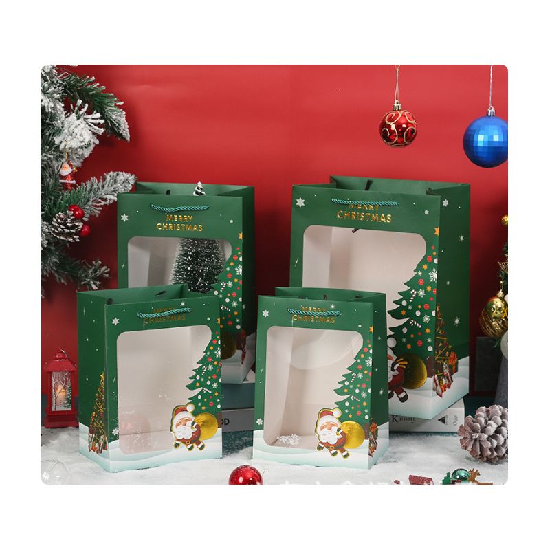 Weihnachtsgeschenktüten 25-18-35 Cm Mit Kordelzug, 4er-set, Tüten Zum Verpacken Von Weihnachtsleckereien, Geschenktüten Für Weihnachtsfeiern, Bonbontüten Mit Schleifen