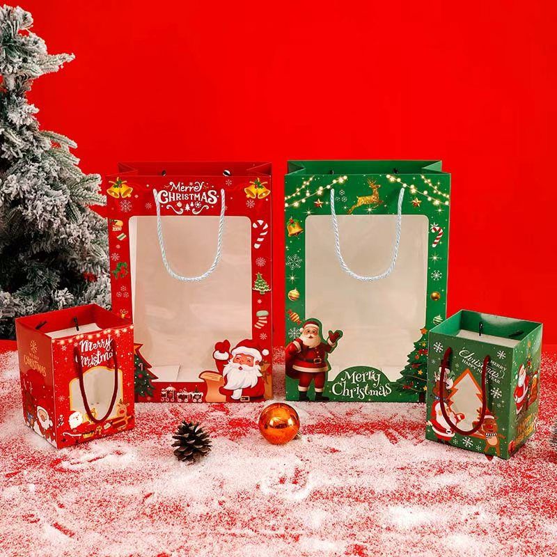 Weihnachtsgeschenktüten 20 X 15 X 30 Cm Mit Kordelzug, 6er-set, Tüten Zum Verpacken Von Weihnachtsleckereien, Geschenktüten Für Weihnachtsfeiern, Bonbontüten Mit Schleifen