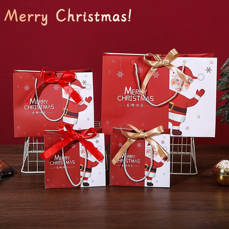 Weihnachtsgeschenktüten 25 X 20 X 12,5 Cm Mit Kordelzug, 6er-set, Tüten Zum Verpacken Von Weihnachtsleckereien, Geschenktüten Für Weihnachtsfeiern, Bonbontüten Mit Schleifen