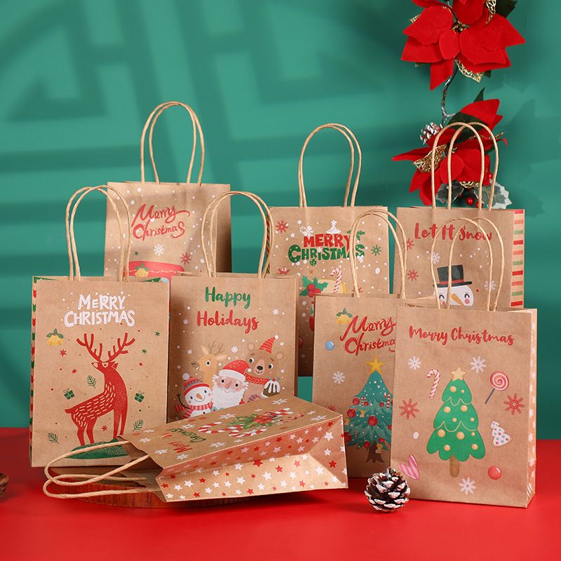Weihnachtsgeschenktüten 15821cm Mit Kordelzug, 8er-pack, Tüten Zum Verpacken Von Weihnachtsleckereien, Geschenktüten Für Weihnachtsfeiern, Süßigkeitentüten Mit Schleifen