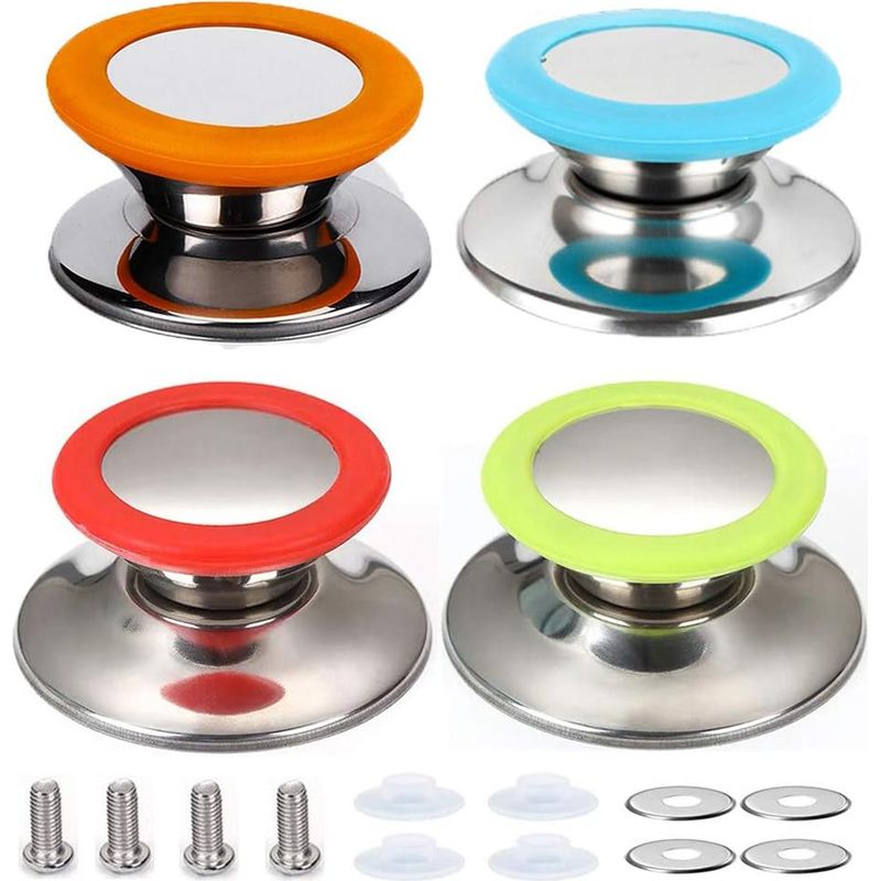 4 Stück Topfdeckel, Topfdeckelknöpfe, Ersatzteile Für Haushaltsherde, Universeller Küchen-ersatztopfgriffknopf (rot, Blau, Grün, Orange)