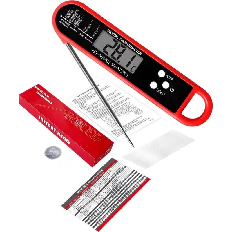 Wasserdichtes Lebensmittelthermometer, Ultraschnelle Messung, Ausgestattet Mit Einem Hintergrundbeleuchteten Display Und Einer Kalibrierungsfunktion.