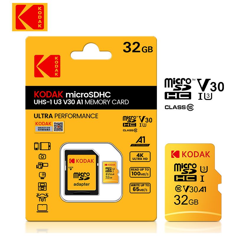 Kodak 32 Gb U3 High-speed-speicherkarte, Ld/tf-karte Für Mobiltelefone, Sd-speicherkarte, Inklusive Kostenlosem 2.0-kartenleser