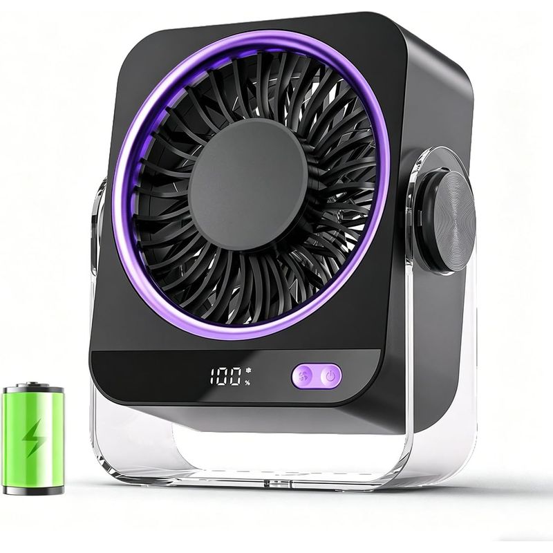 Tischventilator, Leiser Tischventilator, Usb-wiederaufladbar, 4000 Mah, Mini-tragbarer Ventilator Mit 180°-drehung Fürs Büro (grau)