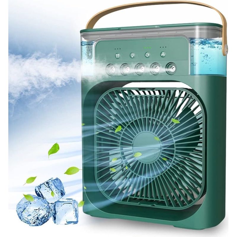 4-in-1 Tragbare Klimaanlage – Mini-ventilator Mit Wassersprühfunktion – 3 Geschwindigkeitsstufen – Tischventilator – Grün