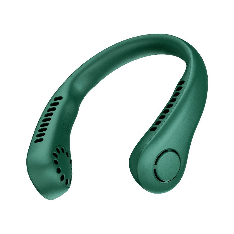 Grüner, Blattloser, Tragbarer Nackenventilator Mit 5 Geschwindigkeitsstufen, Digitalanzeige, 3000 Mah Akkukapazität, Usb-aufladung, Kleiner Taschenventilator