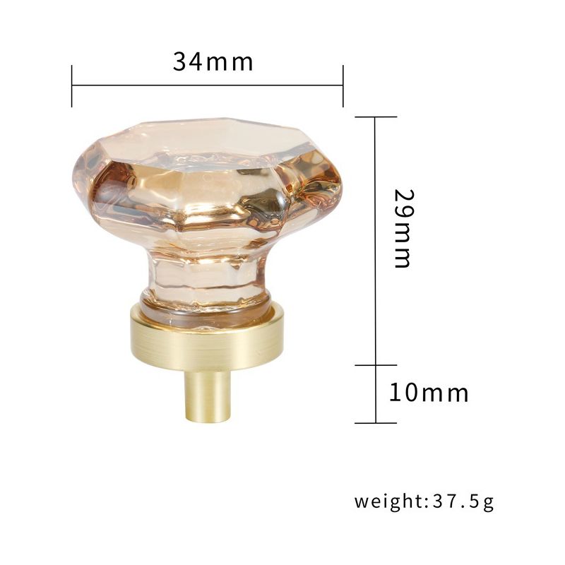 Kristall-schrankknöpfe, Goldene Schubladenknöpfe, Dekorative Glasschrankgriffe, Champagnerfarben, Heim- Und Küchendekor, Achteckig, Pilz, 2er-pack