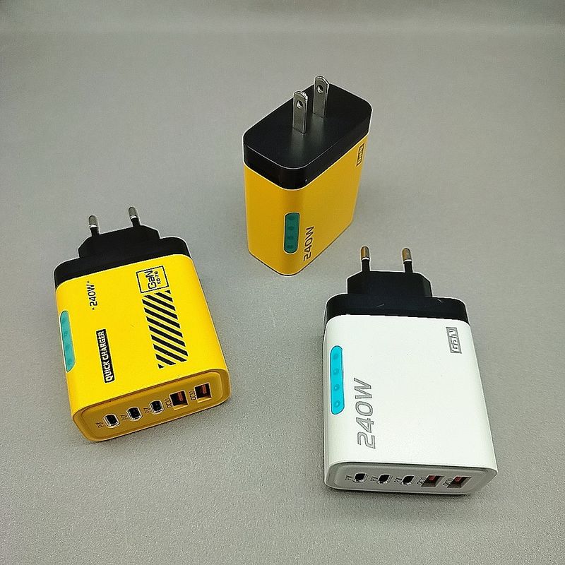 240-w-schnellladefunktion Für Smartphones, Ladegerät Mit Kontrollleuchte, Zwei Usb- Und Pd-anschlüssen, Mehrfach-schnellladefunktion (gelb + Weiß + Schwarz)