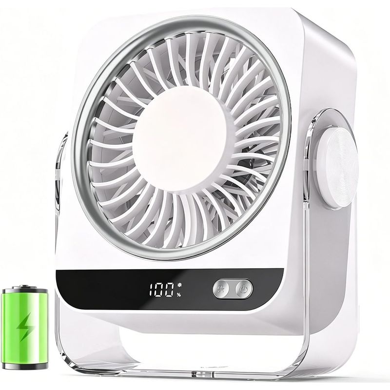 Tischventilator, Leiser Tischventilator, Usb-aufladbar, 4000 Mah, 5 Geschwindigkeitsstufen, Mini-tragbarer Ventilator Mit 180°-drehung Fürs Büro