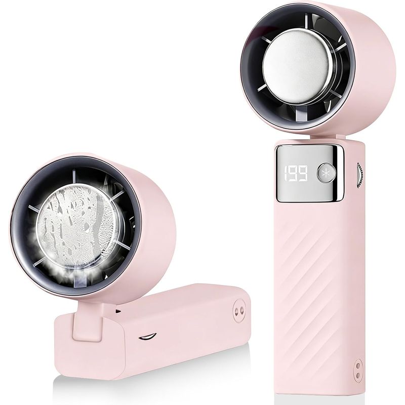 Mini-ventilator, Usb-aufladbar Mit Akkuanzeige, 199 Turbo-geschwindigkeitsstufen, 16 Stunden Akkulaufzeit, Leicht Und Leise – Ideal Für Unterwegs – Pink