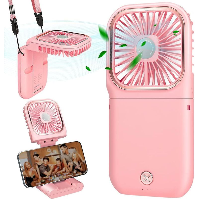 Mini-usb-ventilator, Leiser Hängeventilator, Usb-ladefunktion, 3 Geschwindigkeitsstufen (rosa)
