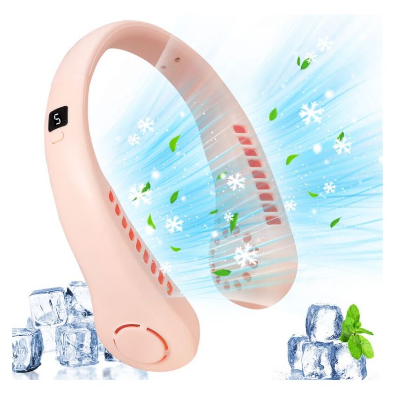Rose Tragbarer, Klingenloser Nackenventilator, 5 Geschwindigkeitsstufen, Digitalanzeige, 3000 Mah Akkukapazität, Usb-aufladbar, Kleiner Taschenventilator
