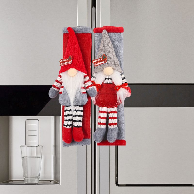 Set Mit 2 Weihnachtlichen Kühlschrankgriffabdeckungen, Niedliches Wichtelmotiv, Ideal Zum Dekorieren Ihrer Küche Oder Für Weihnachtsfeiern.