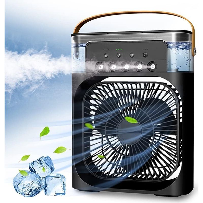4-in-1 Tragbare Klimaanlage – Mini-ventilator Mit Wassersprühfunktion – 3 Geschwindigkeitsstufen – Tischventilator – Schwarz