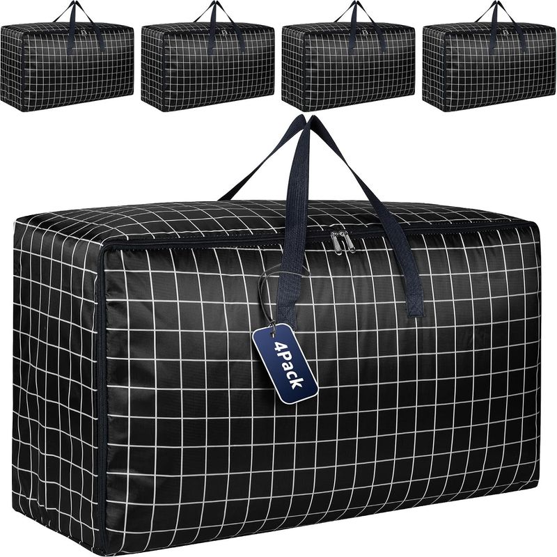 Set Mit 4 Extra Großen Aufbewahrungsboxen Mit Deckel Für Umzüge, Robuste Aufbewahrungstaschen Mit Reißverschluss Für Kleidung, Stabile Aufbewahrungsboxen