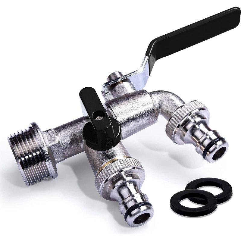 Doppelte Schwarze 1/2"-armatur / Doppelte Messingarmatur Mit Zwei 3/4"-ausgängen.