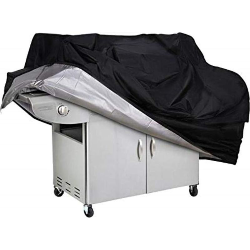 Grillabdeckung Aus 210d Oxford-gewebe, Schwarz Mit Silberner Einfassung – 100 X 66 X 80 Cm
