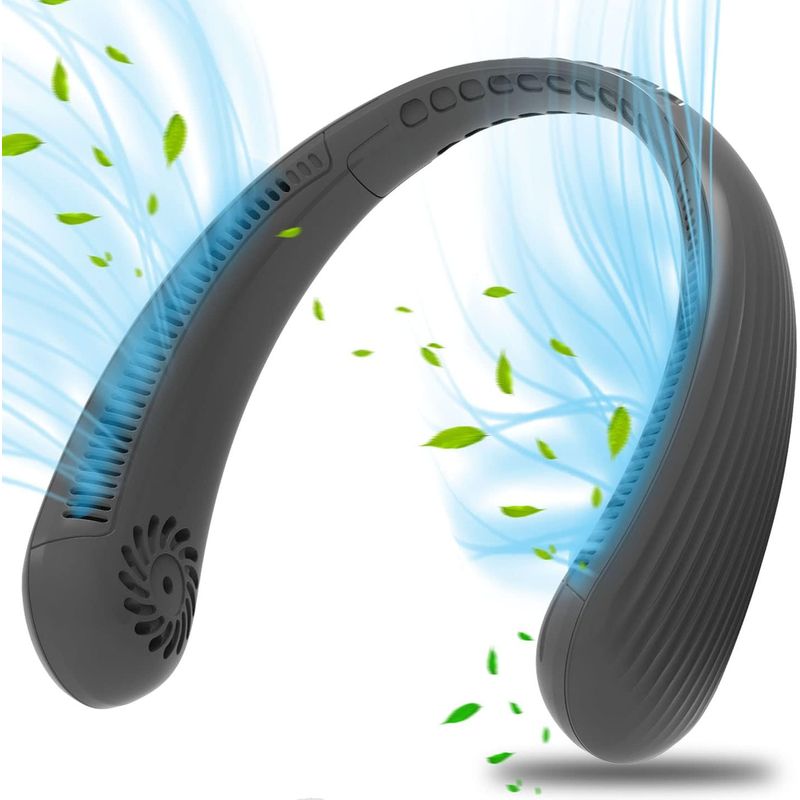 Tragbarer Nackenventilator (schwarz), Usb, 2200 Mah, Leise, Ohne Rotorblätter, Wiederaufladbar, 3 Geschwindigkeitsstufen