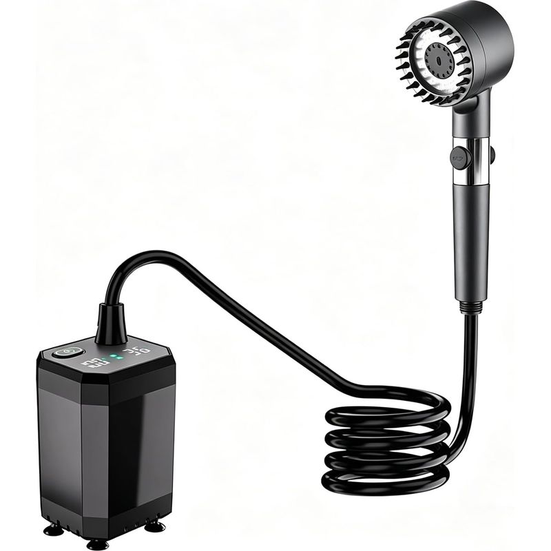 Tragbare Duschpumpe Für Camping, Handliche Gartendusche Mit Touchscreen, Zwei Wasserdurchflussstufen, 6000-mah-akku
