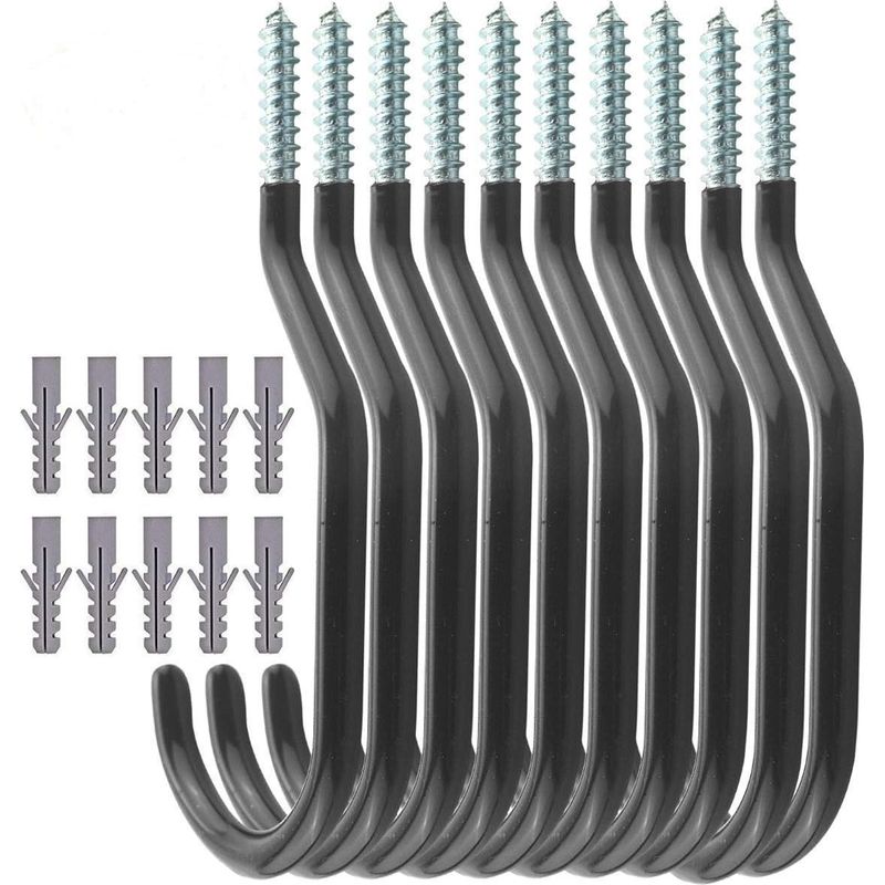 Set Mit 10 Hochbelastbaren Fahrradhaken, Inklusive 10 Kunststoffschrauben, Zur Decken- Oder Wandmontage