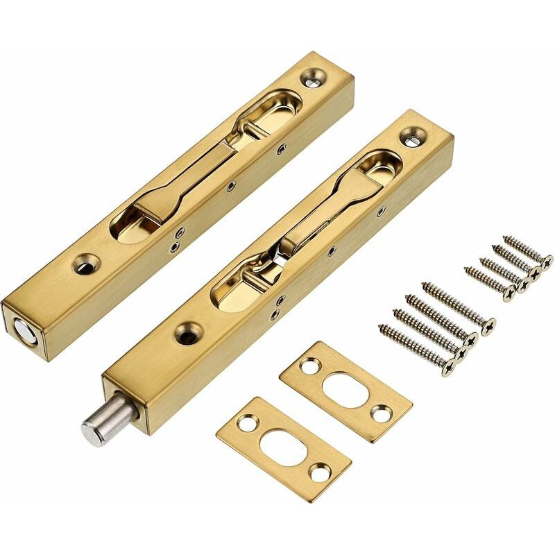 Zweiteilige, 15 Cm Lange, Verdeckte Sicherheits-falttürschlösser Aus Edelstahl Mit Beschlägen, Versenkte Metallriegel Für Doppelte Attrappentüren Aus Verbundholz.
