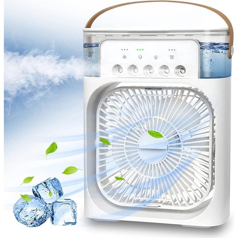 4-in-1 Tragbare Klimaanlage – Mini-ventilator Mit Wassersprühfunktion – 3 Geschwindigkeitsstufen – Tischventilator – Weiß