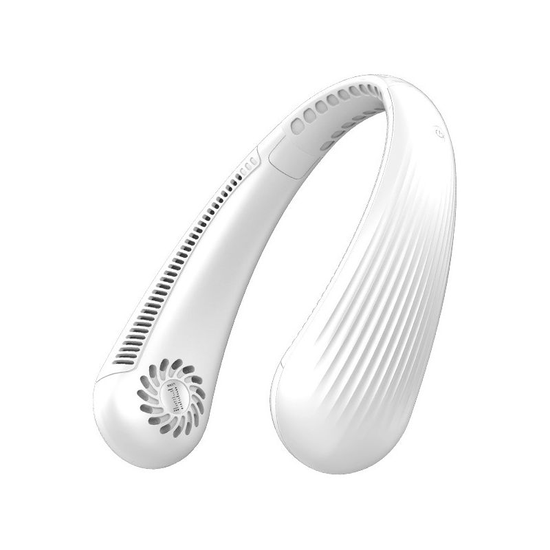 Tragbarer Nackenventilator (weiß), Usb, 2200 Mah, Leise, Ohne Rotorblätter, Wiederaufladbar, 3 Geschwindigkeitsstufen