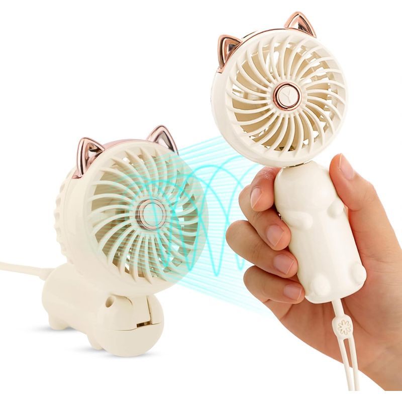 Mini-tragventilator Mit Wiederaufladbarem Akku Und 3 Geschwindigkeitsstufen (weiß), Faltbarer Ventilator.