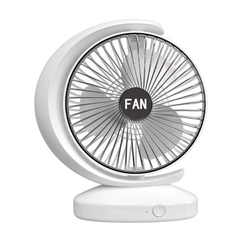 Kleiner, Tragbarer, Oszillierender Tischventilator, Usb-ladefunktion, Farbe: Weiß.