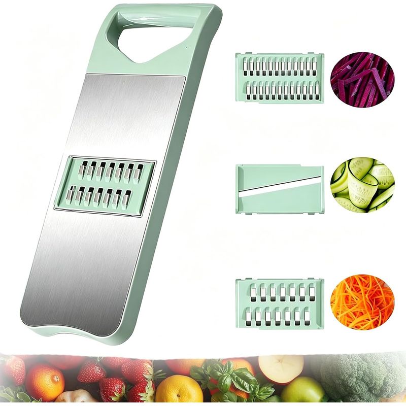 Multifunktionaler Gemüseschneider Und 3-in-1-mandolinenschneider, Küchenmandoline, Gemüseschneider, Edelstahl, Gemüsereibe Für Kohl, Zwiebeln, Karotten, Zitronen