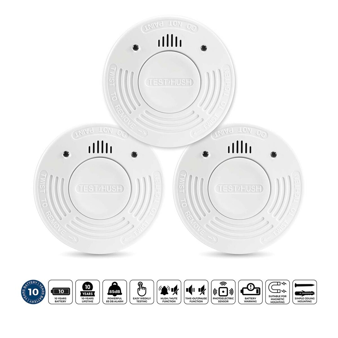 Alecto Rauchmelder Mit 10 Jahren Batterie- Und Sensorlaufzeit 3er-pack Weiß