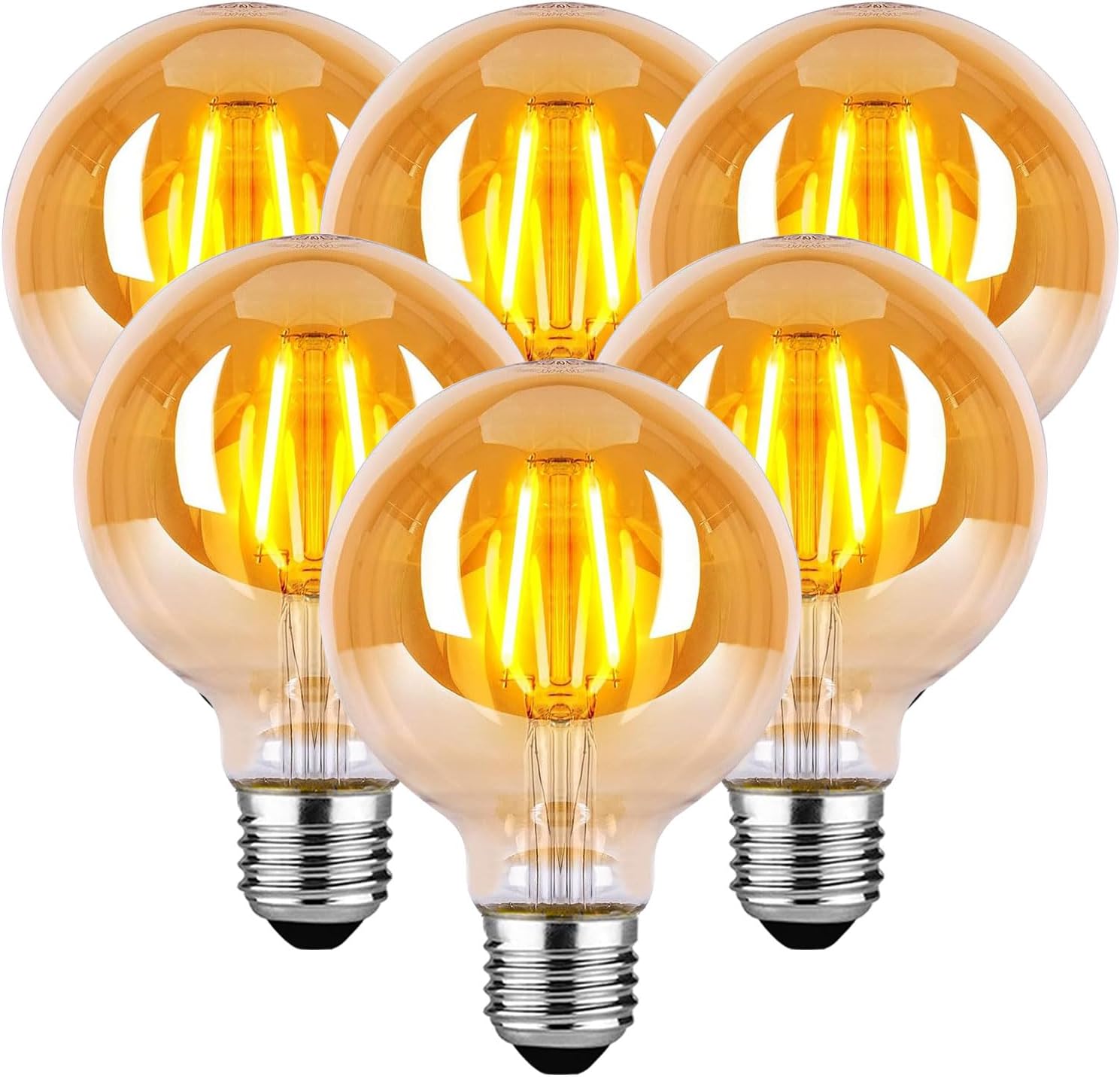 6er Set Vintage Led Edison Glühbirnen E27 4w G80 Warmweiß 2700k Antik Bernstein Glas Retro
