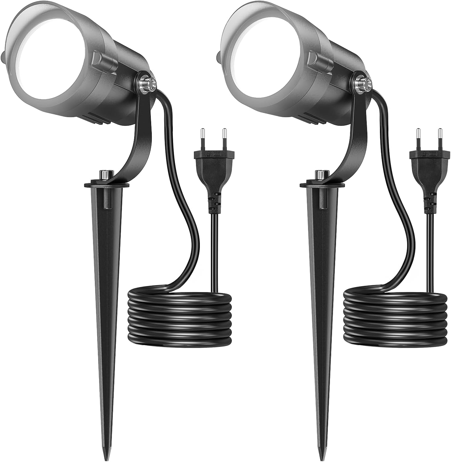 12w Led Außenstrahler Kaltweiß 5000k Ip65 Wasserdicht, 270° Schwenkbarer Spot Mit 1,5m Kabel Für Garten, Hof Und Pflanzenbeleuchtung