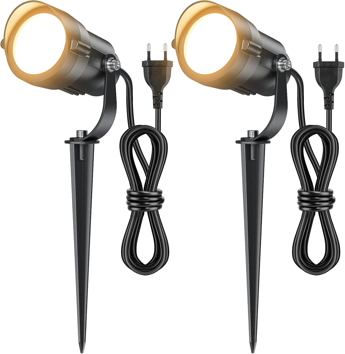 2er Set Led Erdspießstrahler 1,5m 12w 2700k Warmweiß, Schwenkbarer Gartenstrahler 270° Für Weg Und Terrasse