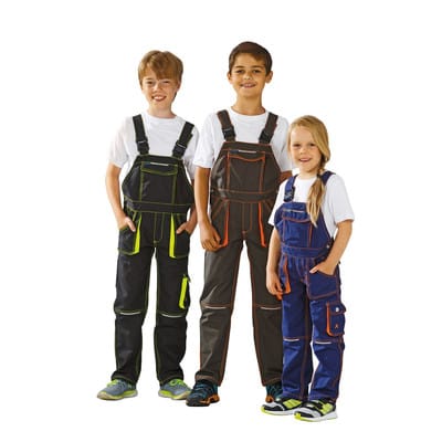 Latzhose marine/orange, Größe 122/128