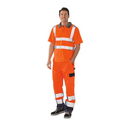 Poloshirt 2098 warnorange/grau, Größe 2XL