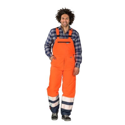 Latzhose 2086 warnorange/marineblau, Größe M