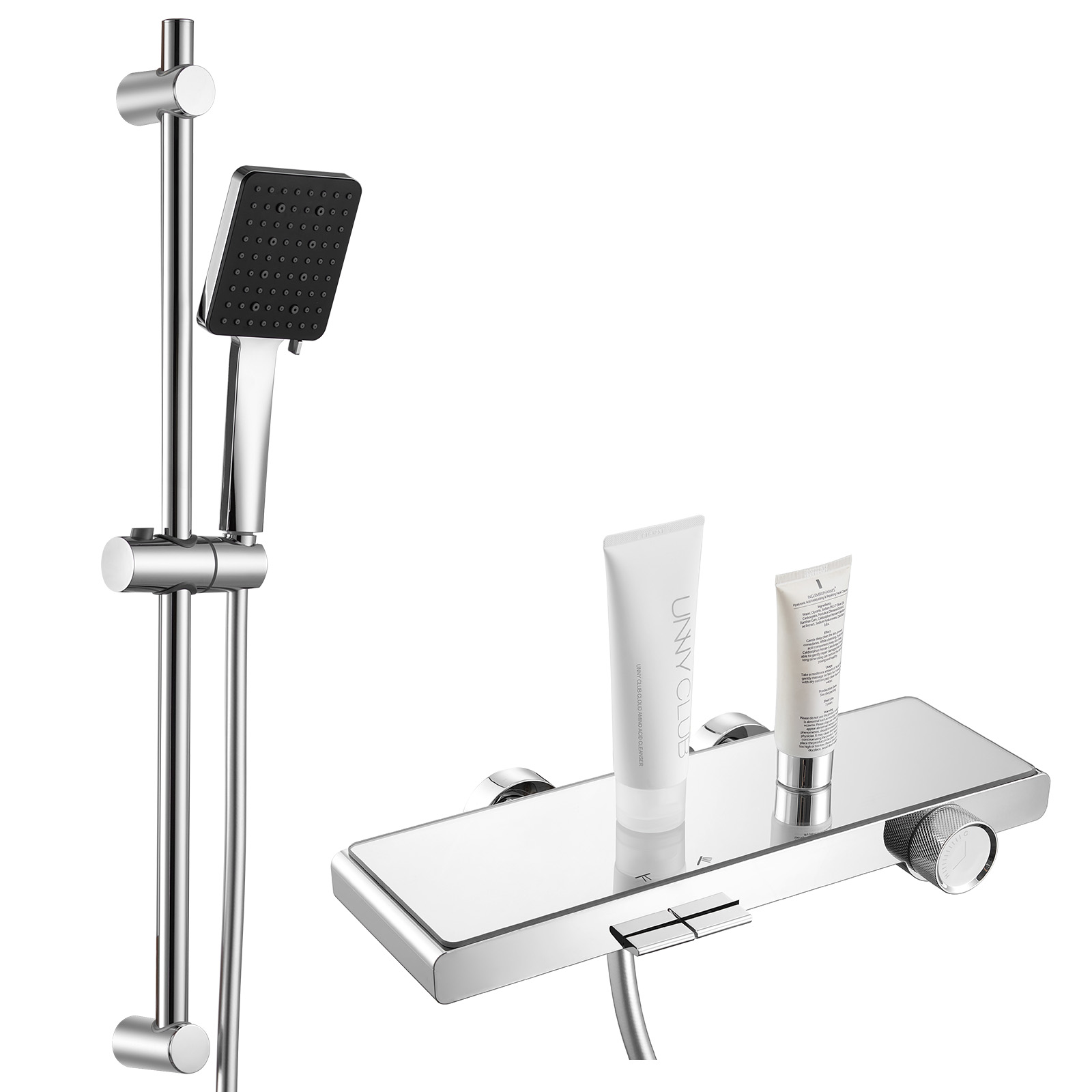 Auralum Colonna Doccia Con Miscelatore Può Essere Usata Come Mensola Doccia, Rubinetto Vasca Da Bagno Con 70cm Saliscendi Doccia E Soffione Doccia 6 Geti, Miscelatore Vasca Da Bagno Da Muro Esterno