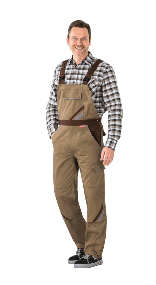Latzhose 2334 khaki/braun/zink, Größe 28