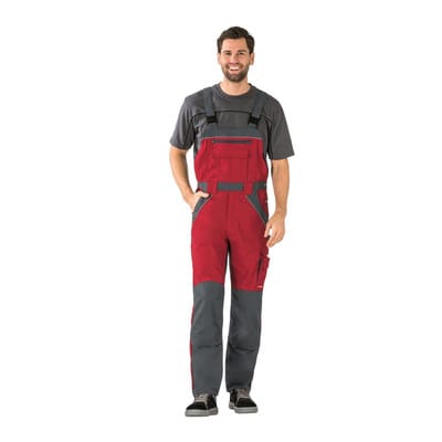 Latzhose 2527 rot/schiefer, Größe 29