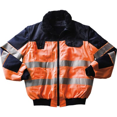 Multifunktionsjacke Livigno, 80 % PES, 20 % CO, warnorange/blau, Größe 2XL