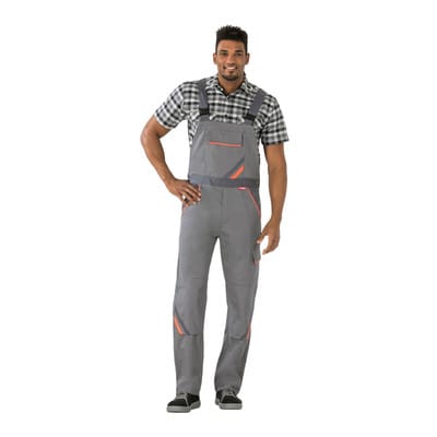 Latzhose 2430 zink/orange/schiefer, Größe 118