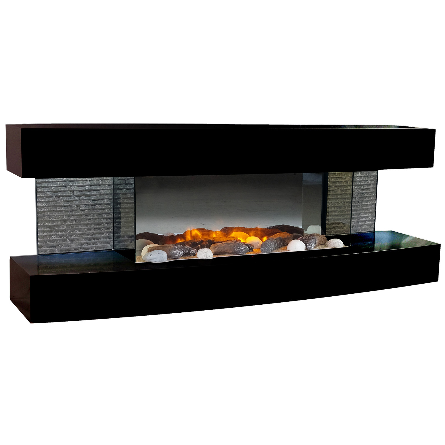 Chemin'arte - 2000w Schwarzer Design Elektrischer Kamin Lounge Noire