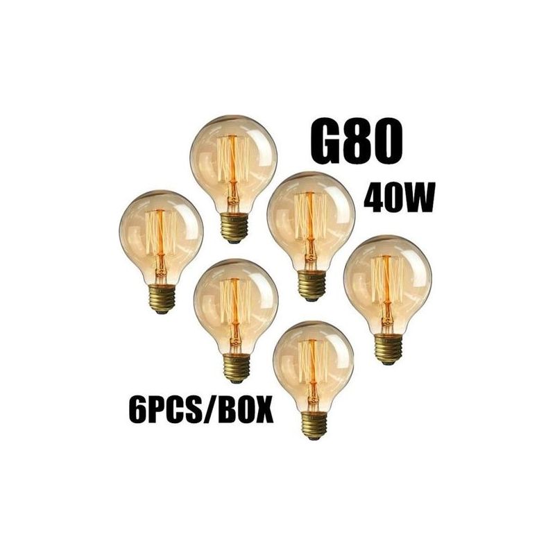 6er-pack 40w E27 Vintage Edison G80 Glühlampen, Warmweiß, 220v
