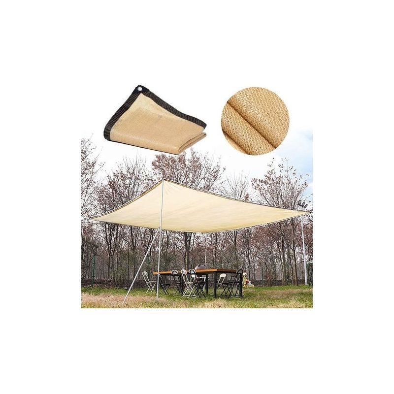 Beigefarbenes Sonnensegel, 90 % Uv-beständig – Polyethylen Hoher Dichte – Atmungsaktiv, Für Pergola, Garten, Pool, 2 M X 3 M