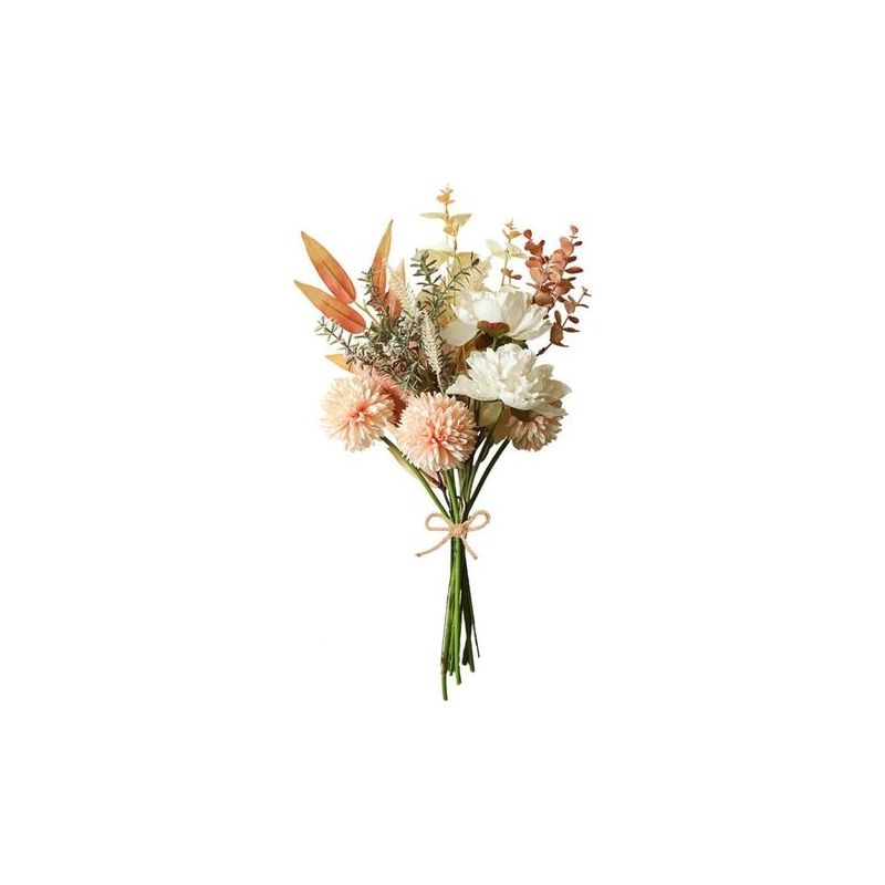 Künstlicher Seidenblumenstrauß – 6 Köpfe (2 Pfingstrosen, 3 Hortensien) – Höhe 44 Cm – Für Drinnen Und Draußen Geeignet
