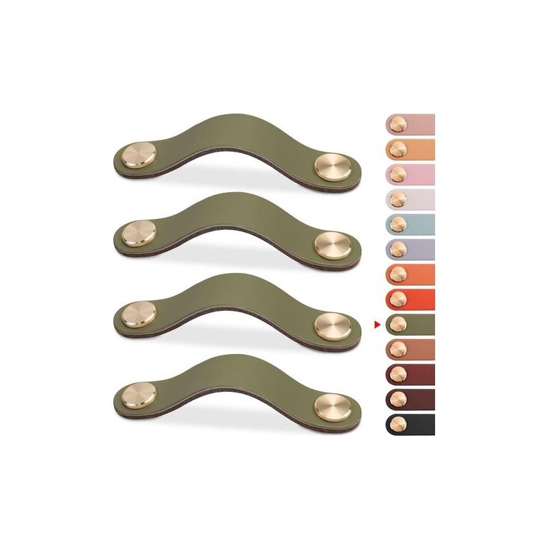 Set Aus 4 Ledergriffen Für Möbel, 128 Mm Lochabstand, Kupferfarbene Metallbeschläge, Für Moderne Schränke Und Schubladen
