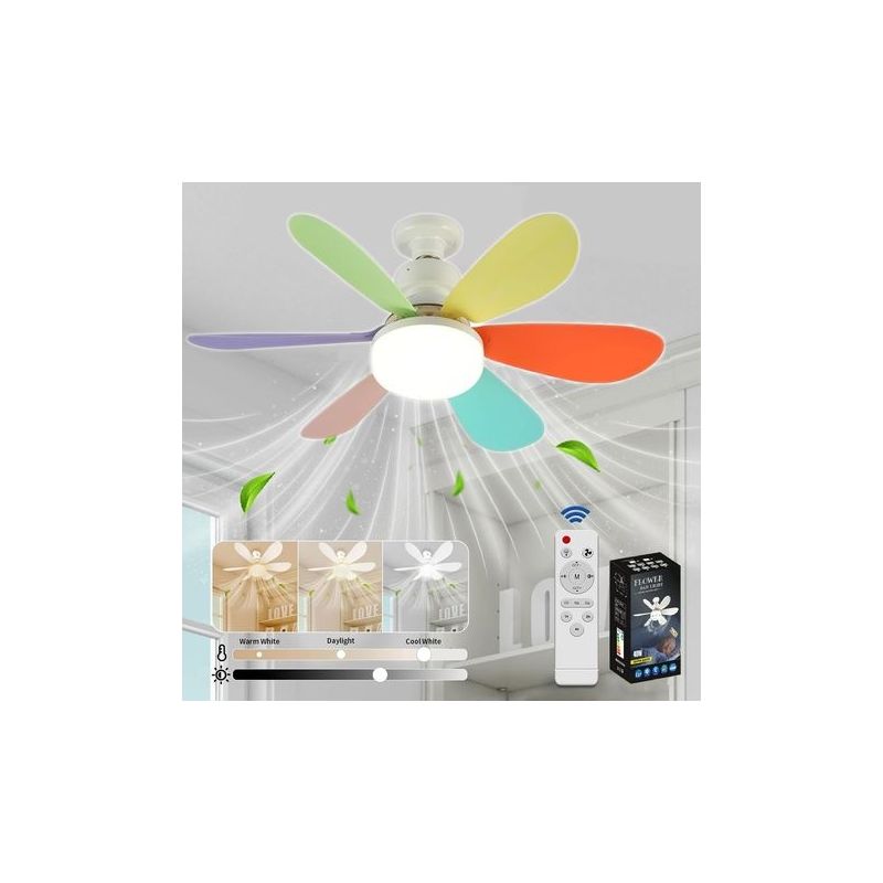 Leiser Deckenventilator Mit Dimmbarer Led-beleuchtung – 6 Flügel – 3 Geschwindigkeitsstufen – Fernbedienung – 40 W E27 – Für Wohn- Und Schlafzimmer