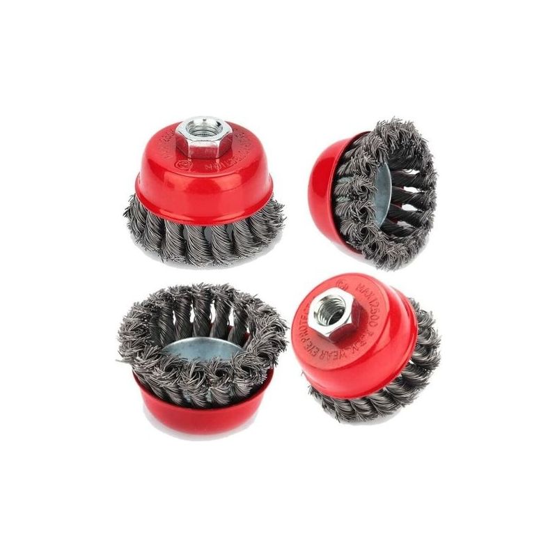 Drahtreinigungsbürste, 4 Stück M14 Drahtgeflechtbürste 75 Mm Für Winkelschleifer, Freischneider, Rostentfernung, Korrosionsentfernung, Ölwechsel, Lackierung
